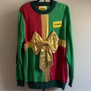Tipsy Elves Green Sweater with Yellow Logo Patch